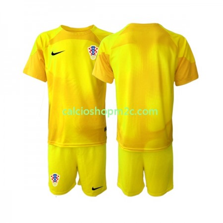 Croazia Portiere Bambino Maglia Prima World Cup 2022 Manica Corta (+ Pantaloncini)